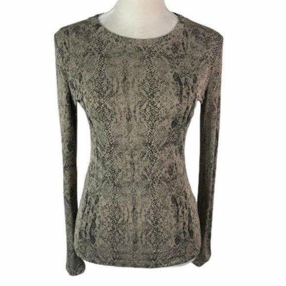 Philippe Adec Maille Beige Python Print Blouse - Picture 1 of 10